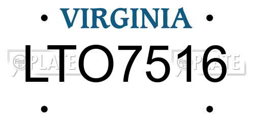 LTO7516 Virginia License Plate