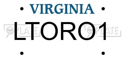 LTORO1 Virginia License Plate