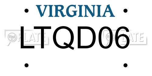 LTQD06 Virginia License Plate