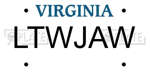 LTWJAW Virginia License Plate