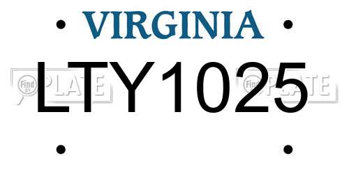 LTY1025 Virginia License Plate