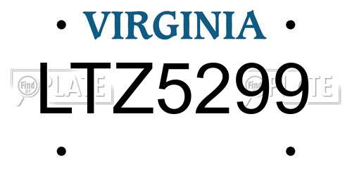 LTZ5299 Virginia License Plate
