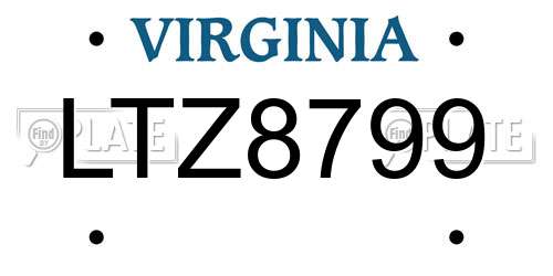 LTZ8799 Virginia License Plate