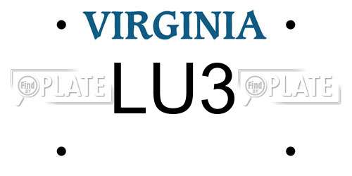 LU3 Virginia License Plate