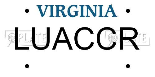 LUACCR Virginia License Plate