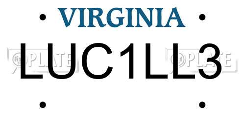 LUC1LL3 Virginia License Plate