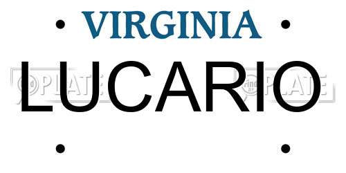 LUCARIO Virginia License Plate