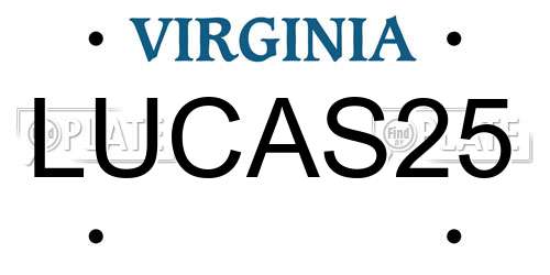 LUCAS25 Virginia License Plate