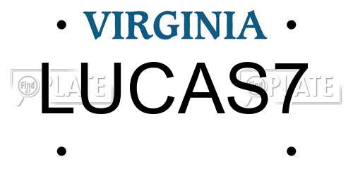 LUCAS7 Virginia License Plate
