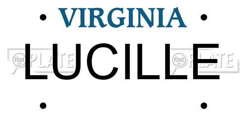 LUCILLE Virginia License Plate