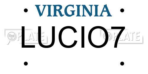 LUCIO7 Virginia License Plate