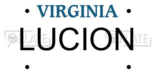 LUCION Virginia License Plate