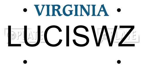 LUCISWZ Virginia License Plate