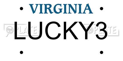 LUCKY3 Virginia License Plate