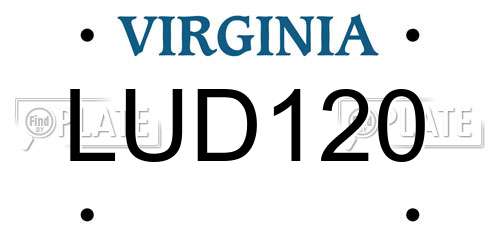 LUD120 Virginia License Plate