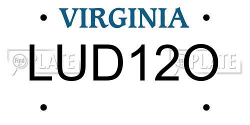 LUD12O Virginia License Plate