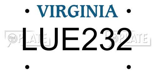 LUE232 Virginia License Plate