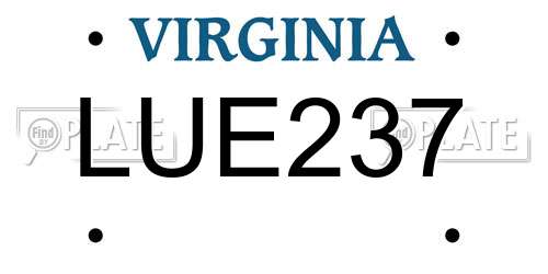 LUE237 Virginia License Plate