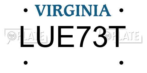 LUE73T Virginia License Plate