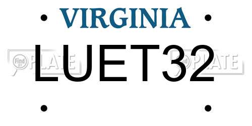 LUET32 Virginia License Plate