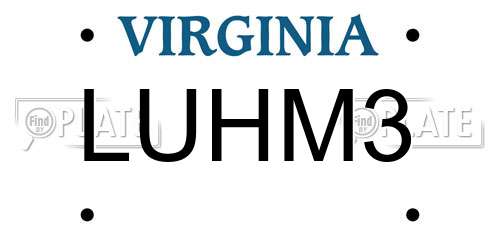 LUHM3 Virginia License Plate