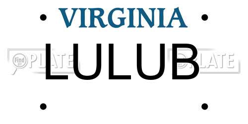 LULUB Virginia License Plate