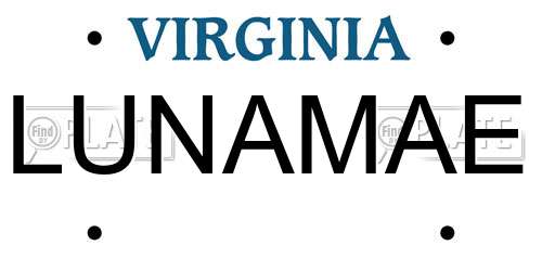 LUNAMAE Virginia License Plate