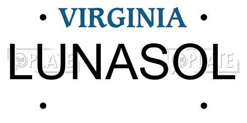 LUNASOL Virginia License Plate