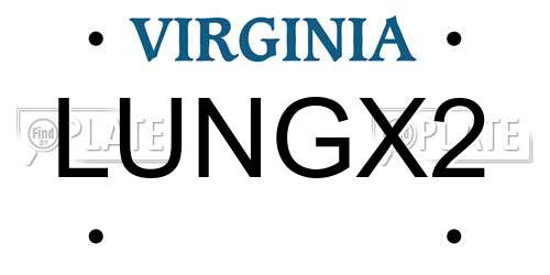 LUNGX2 Virginia License Plate