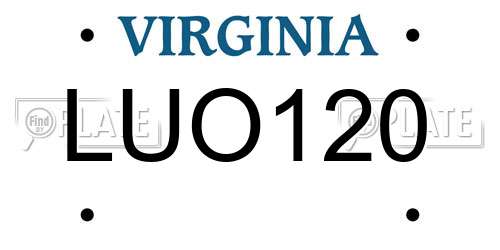 LUO120 Virginia License Plate