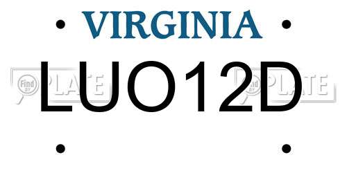LUO12D Virginia License Plate