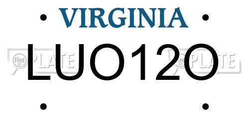LUO12O Virginia License Plate