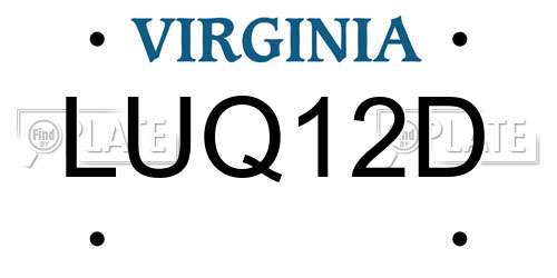 LUQ12D Virginia License Plate