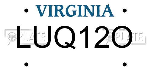 LUQ12O Virginia License Plate