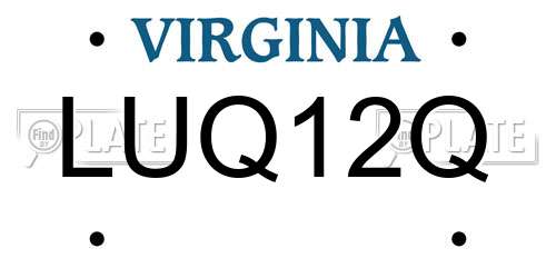 LUQ12Q Virginia License Plate