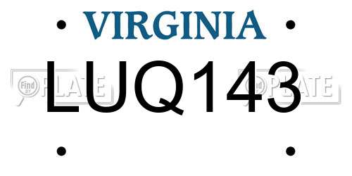 LUQ143 Virginia License Plate