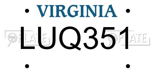 LUQ351 Virginia License Plate