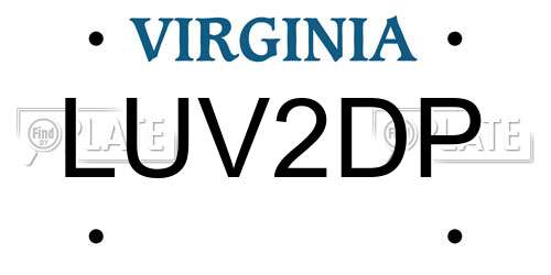 LUV2DP Virginia License Plate