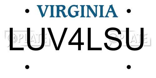 LUV4LSU Virginia License Plate