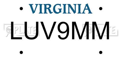 LUV9MM Virginia License Plate