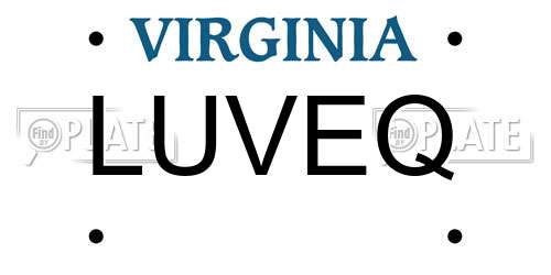 LUVEQ Virginia License Plate