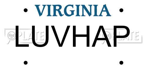 LUVHAP Virginia License Plate