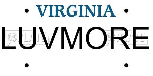 LUVMORE Virginia License Plate