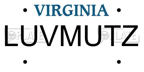 LUVMUTZ Virginia License Plate