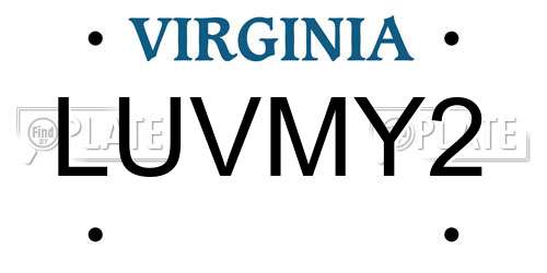 LUVMY2 Virginia License Plate