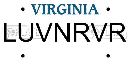 LUVNRVR Virginia License Plate