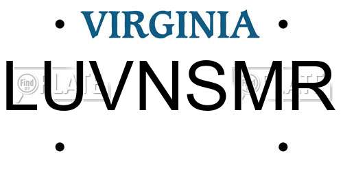 LUVNSMR Virginia License Plate
