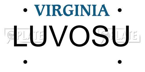 LUVOSU Virginia License Plate
