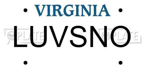LUVSNO Virginia License Plate