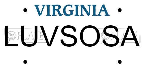 LUVSOSA Virginia License Plate